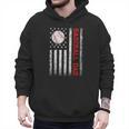 Baseball Dad USA American Flag Men Daddy Fathers Day Men Hoodie