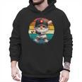 Baseball Grandpa Gnome On A Retro Sunset For Baseball Dad Men Hoodie