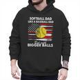 Vintage Softball Dad Like A Baseball Dad US Flag Fathers Day Men Hoodie