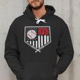 Baseball Dad Men USA American Flag Fathers Day 4th Of July Men Hoodie