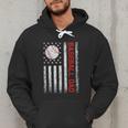 Baseball Dad USA American Flag Men Daddy Fathers Day Men Hoodie