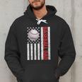 Baseball Dad USA American Flag Patriotic Dad 4th Of July Men Hoodie