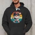Baseball Grandpa Gnome On A Retro Sunset For Baseball Dad Men Hoodie