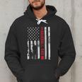 Proud Baseball Dad American Flag Sports Father Day Men Hoodie