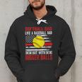Vintage Softball Dad Like A Baseball Dad US Flag Men Hoodie