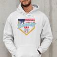 Baseball Dad Ice Cream Drip Father American Flag 4th Of July Men Hoodie