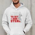 Baseball Dad Teach Kids Hit And Steal Softball Game Premium Tri-Blend Men Hoodie