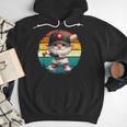 Baseball Grandpa Gnome On A Retro Sunset For Baseball Dad Men Hoodie