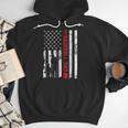 Proud Baseball Dad American Flag Sports Father Day Men Hoodie