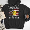 Vintage Softball Dad Like A Baseball Dad US Flag Fathers Day Men Hoodie