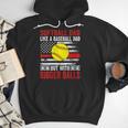 Vintage Softball Dad Like A Baseball Dad US Flag Men Hoodie