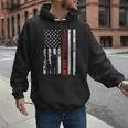 Proud Baseball Dad American Flag Sports Father Day Men Hoodie