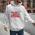 Baseball Dad Teach Kids Hit And Steal Softball Game Premium Tri-Blend Men Hoodie