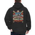 Baseball Dad BBQ Grill Dad's Game Plan Baseball & Barbecues Men's Hoodie Back Print