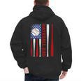 Baseball Dad USA American Flag Father's Day 4th Of July Men's Hoodie Back Print