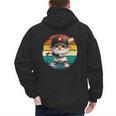 Baseball Grandpa Gnome On A Retro Sunset For Baseball Dad Men's Hoodie Back Print
