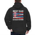 Best Dad Coach Ever Baseball Dad American Flag 4th Of July Men's Hoodie Back Print