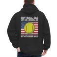 Softball Dad Like a Baseball Dad Father's Day USA Flag Men's Hoodie Back Print