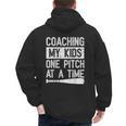 Vintage Coaching My Kids One Pitch At A Time Baseball Dad Men's Hoodie Back Print