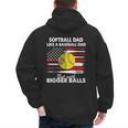Vintage Softball Dad Like A Baseball Dad US Flag Fathers Day Men's Hoodie Back Print