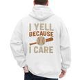 I Yell Because I Care Baseball Dad Coach Father's Day Premium Tri-Blend Men's Hoodie Back Print