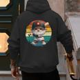 Baseball Grandpa Gnome On A Retro Sunset For Baseball Dad Men's Hoodie Back Print
