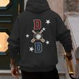 Patriotic Baseball Dad Father's Day Red Blue Star Men's Hoodie Back Print