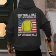 Softball Dad Like a Baseball Dad Father's Day USA Flag Men's Hoodie Back Print