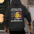 Vintage Softball Dad Like A Baseball Dad US Flag Fathers Day Men's Hoodie Back Print