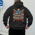 Baseball Dad BBQ Grill Dad's Game Plan Baseball & Barbecues Men's Hoodie Back Print