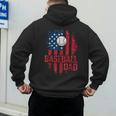 Baseball Dad USA American Flag 4th Of July Men's Hoodie Back Print Baseball Dad USA American Flag 4th Of July Men's Hoodie Back Print