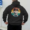 Baseball Grandpa Gnome On A Retro Sunset For Baseball Dad Men's Hoodie Back Print