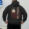 Fathers Day Baseball Dad USA Flag For Dad Men Baseball Men's Hoodie Back Print