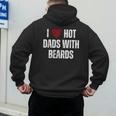 I Love Hot Baseball Dads With Beards Red Hearts Men's Hoodie Back Print