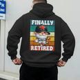 Retro Baseball Retirement Gnome Baseball Dad Finally Retired Men's Hoodie Back Print