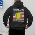 Softball Dad Like a Baseball Dad Father's Day USA Flag Men's Hoodie Back Print