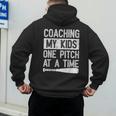 Vintage Coaching My Kids One Pitch At A Time Baseball Dad Men's Hoodie Back Print