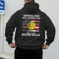 Vintage Softball Dad Like A Baseball Dad US Flag Fathers Day Men's Hoodie Back Print
