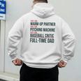 Baseball Dad Part-Time Pitching Machine Warm-Up Partner Men's Hoodie Back Print