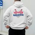 Daddy Of The Rookie Baseball Dad Retro Love Heart Birthday Premium Men's Hoodie Back Print