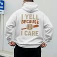 I Yell Because I Care Baseball Dad Coach Father's Day Premium Tri-Blend Men's Hoodie Back Print