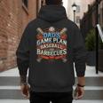 Baseball Dad BBQ Grill Dad's Game Plan Baseball & Barbecues Men's Hoodie Back Print