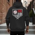 Baseball Dad Men USA American Flag Fathers Day 4th Of July Men's Hoodie Back Print