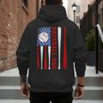 Baseball Dad USA American Flag Father's Day 4th Of July Men's Hoodie Back Print