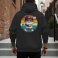 Baseball Grandpa Gnome On A Retro Sunset For Baseball Dad Men's Hoodie Back Print