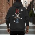 Patriotic Baseball Dad Father's Day Red Blue Star Men's Hoodie Back Print