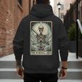 Retro Skeleton Baseball Dad Tarot Card Halloween Sport Lover Men's Hoodie Back Print