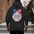 Vintage Baseball Dad Patriotic USA Flag 4th Of July Fathers Men's Hoodie Back Print