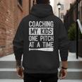 Vintage Coaching My Kids One Pitch At A Time Baseball Dad Men's Hoodie Back Print