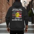 Vintage Softball Dad Like A Baseball Dad US Flag Fathers Day Men's Hoodie Back Print